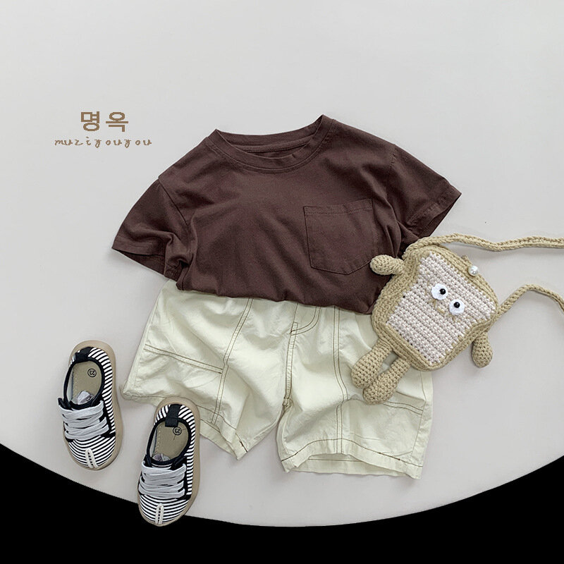 Pantalones cortos holgados para niños y niñas, ropa informal de algodón, color liso, novedad de verano, 2024