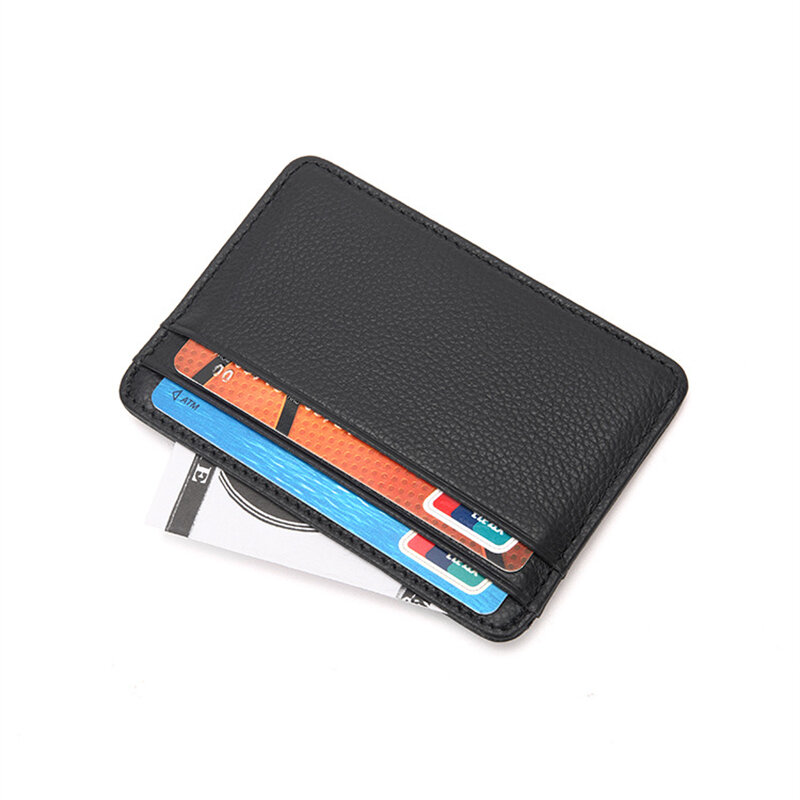 New 100% Sheepskin Genuine Leather Credit Case Mini ID Card Holder Small Purse For Man Slim Men's Wallet Cardholder