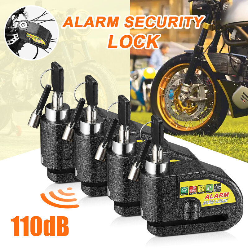 Anchtek-candado de freno de disco para Motocicleta, Alarma de seguridad para rueda de Moto, resistente al agua, 110db, antirrobo fuerte