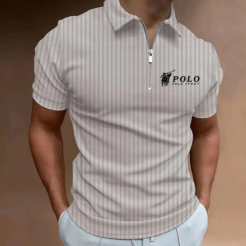 Shhirt-Polo de manga larga con cremallera para hombre, camiseta informal con estampado de solapa talla grande S-4 XL  2024