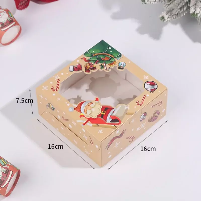 Custom Wholesale custom packaging 4 hole small Christmas sweet cupcake box for cakes