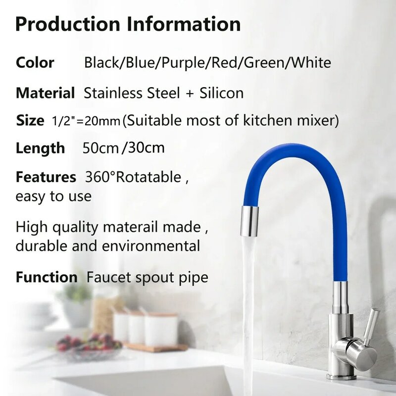 Adjustable Stainless Steel Spout 360-Degree Colorful Faucet Sprayer Kitchen Sink Aerator Replacement Accessories