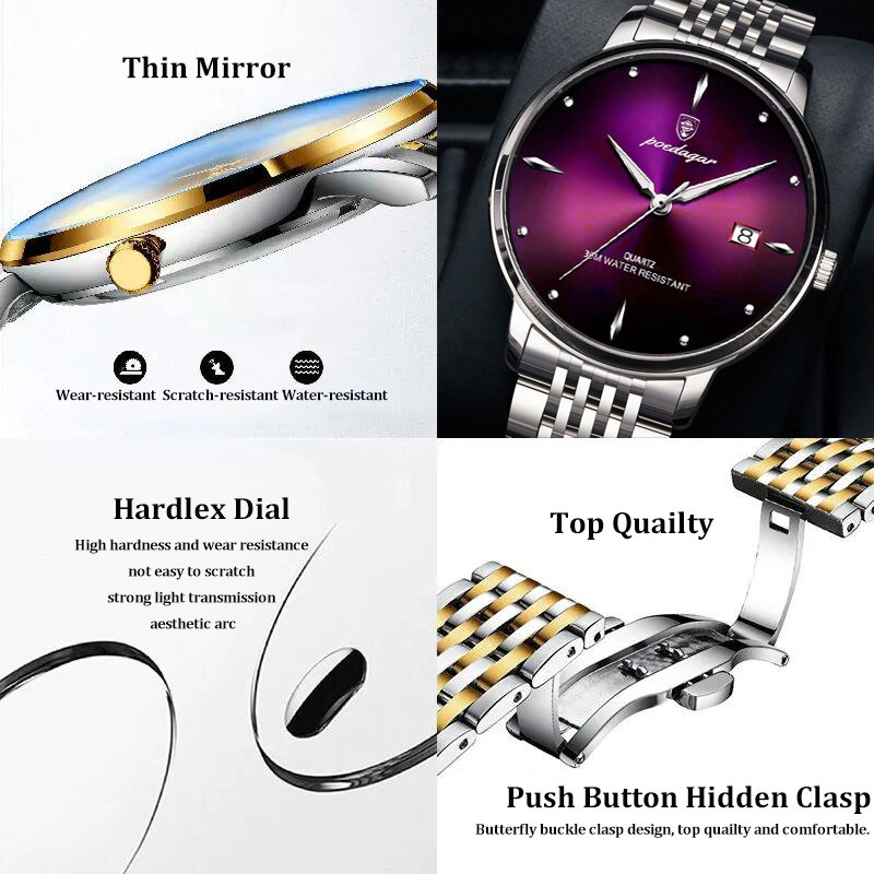 Top Brand Men Watch Waterproof Luminous Stainless Steel Watches Sport Quartz Clock Mens Date Business Wristwatch