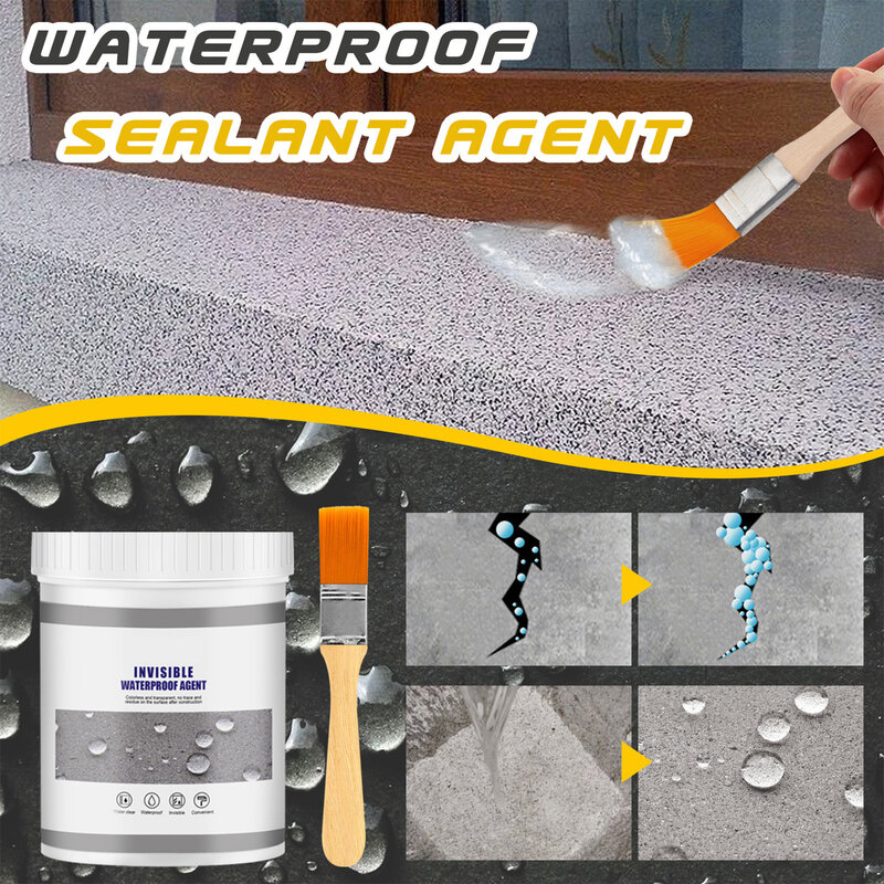Agente anti-vazamento auto-pulverizador com escova, agente invisível eficiente impermeável para rachaduras, peitoris da janela, parede do vaso sanitário