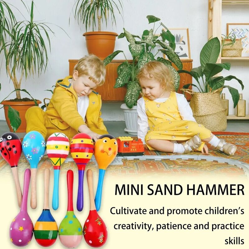 Brinquedos de madeira Hammer Rattle para crianças, instrumentos musicais, Child Shaker, brinquedos vocais coloridos bonitos para crianças, crianças pré-escolares