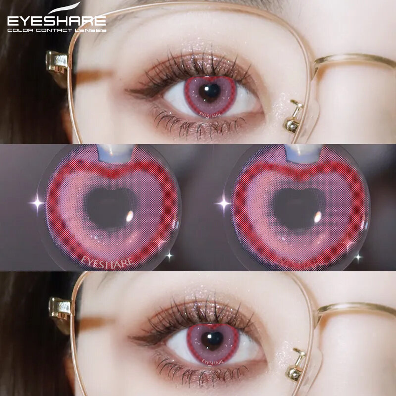 Цветные контактные линзы EYEHSARE для глаз, 2 шт., линзы естественного цвета, синие, Розовые Красивые контактные линзы для глаз, ежегодные косметические цветные линзы