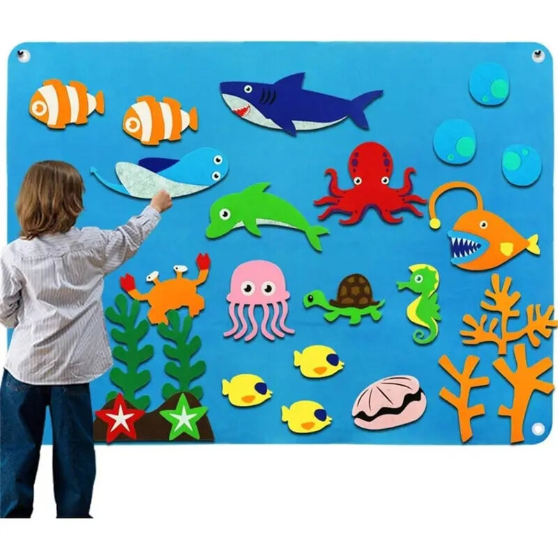 Filz Board Geschichten setzen Montessori Ozean Nutztier Familie interaktive Vorschule rziehung frühes Lernen Kleinkinder Spielzeug