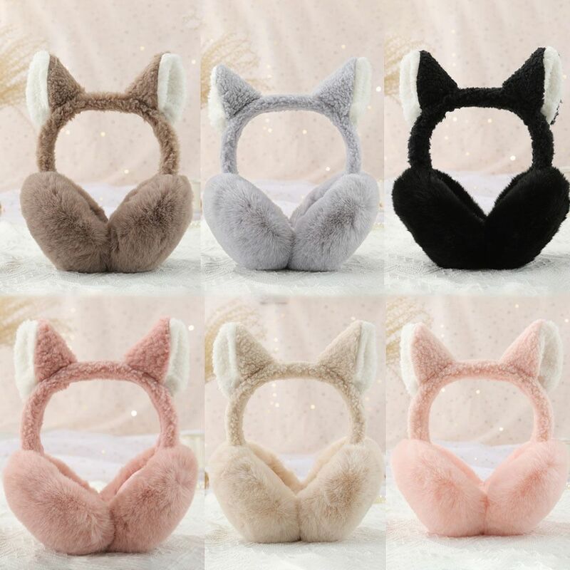 Cute Cat Ears Earmuff Soft Plush Warm Lovely Animal Ear Warmer for Women Girls Outdoor Furry Fleece Earmuff Winter Ear Cover