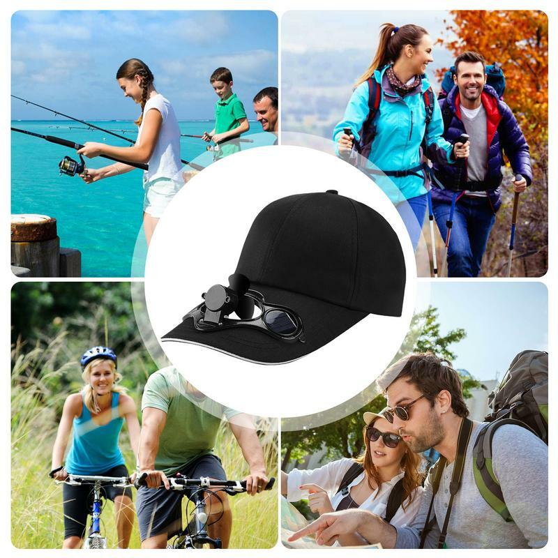 Topi dengan kipas surya, topi bisbol Golf kekuatan tenaga surya tetap dingin, pelindung matahari bersepeda musim panas luar ruangan