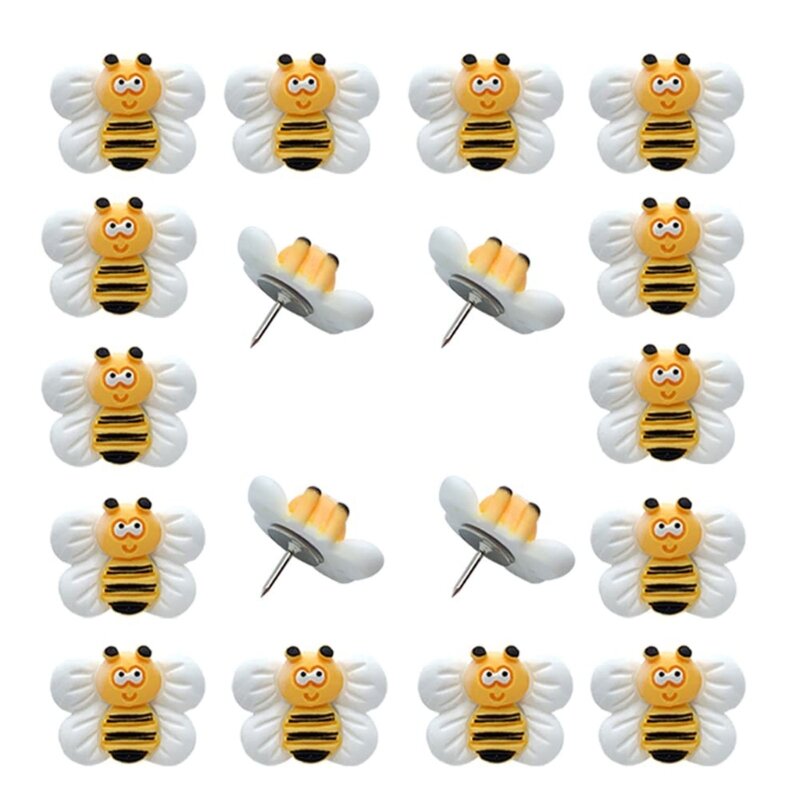 25x chinchetas abeja bonitas, chinchetas para tablón anuncios, chinchetas dibujo, suministros escolares y oficina