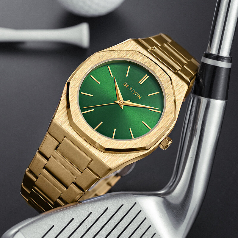 BESTWIN-Relógio Quartz de Aço Inoxidável para Homens, Relógios Impermeáveis, Balde De Vinho Simples, Relógio De Negócios, Moda, 812