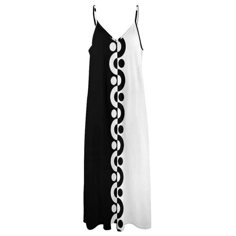 ノースリーブのタイトなドレス,2トーンの黒と白の色,ビーチ用,女性用,古着,2023