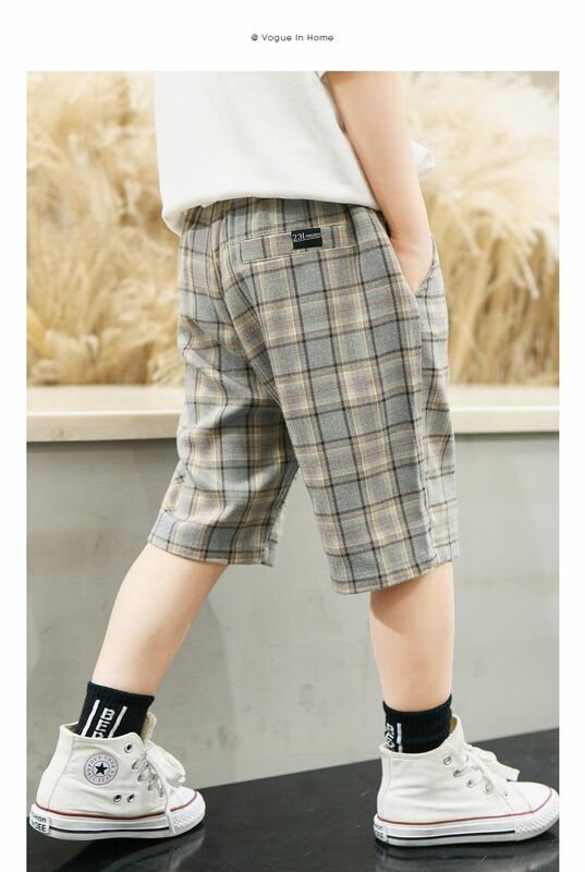 Boys' casual shorts summer new thin children's plaid outer wear loose shorts summer pants