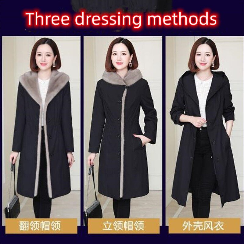 High End Winter New Imitation Mink Fur Coat Women Coat Thickened Warm Fashionable Windbreaker Detachable Style Overcoming Coat