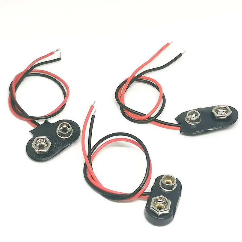 High Quality PP3 9V Battery Clip Connector I Type Tinned Wire Leads 150mm