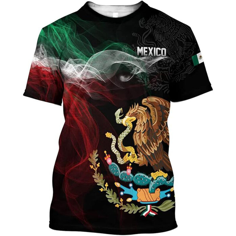 Summer Men's Aztec Mexico Short Sleeve Shirt Fashion Mexico men's and women's T-shirt 3D digital print casual short sleeve top
