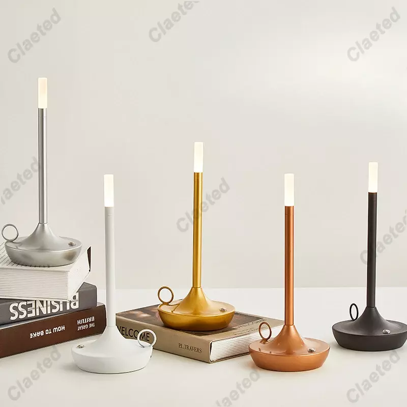 Nordic Table Lampe pour Chambre Rechargeable Sans Fil Tactile Contrôle Camping Bougie Créative Rechargeable USB-C oral et Bureau Lampe
