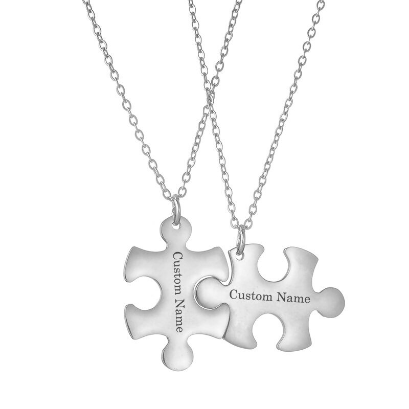 Niestandardowe nazwy Puzzle wisiorek naszyjnik ze naszyjnik ze stali nierdzewnej biżuteria spersonalizowany prezent na prezent