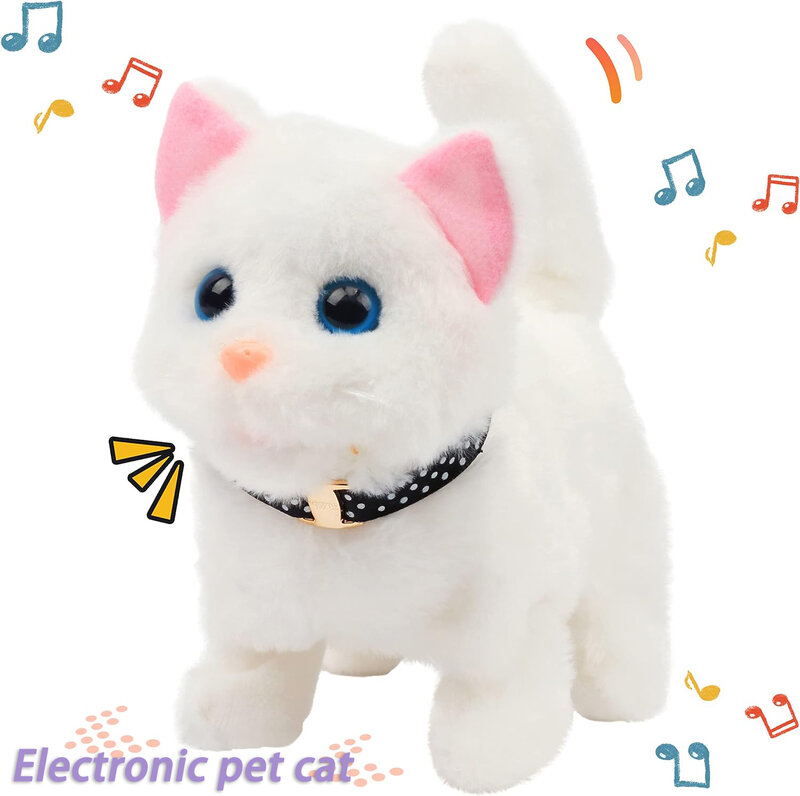 Juguete de peluche de gatito que camina, Gato interactivo eléctrico, Animal de peluche, cola de gato, cabeza de navegación, juguete para mascotas, regalo para niños, nuevo