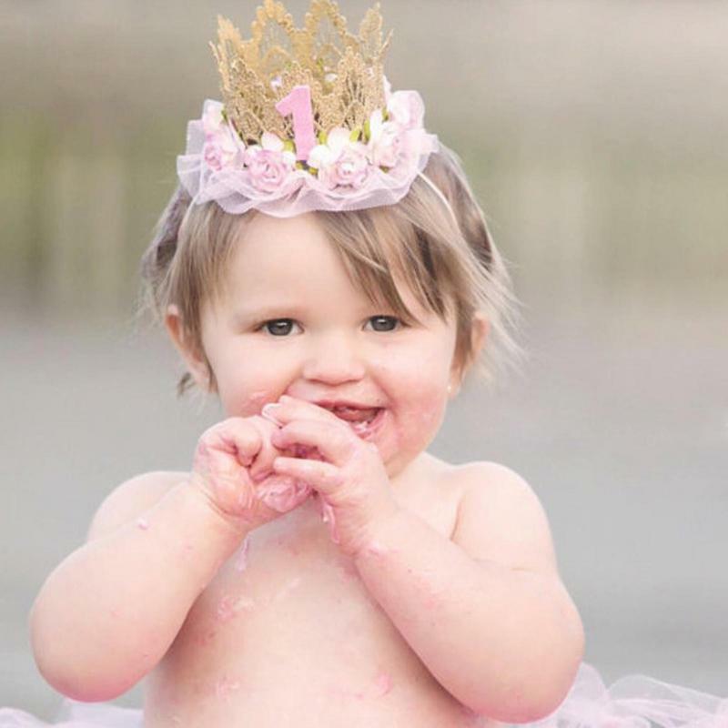 Coroa Headband para Bebês Meninas, Princesa Flor Coroas, Chapéu De Festa, Fotografia Adereços Para Primeiros Presentes De Aniversário