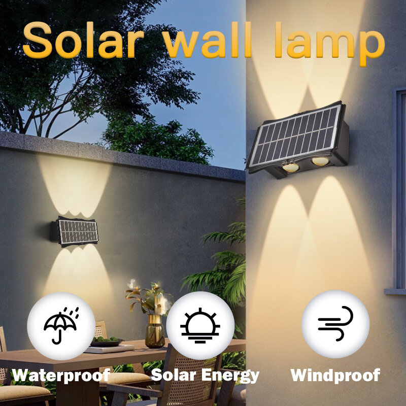 Sensore di luci solari a LED per esterni impermeabile per giardino di casa apparecchio da parete per luce solare su e giù lampada solare luminosa pannello da parete esterno