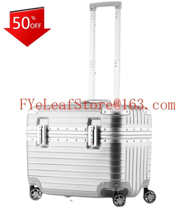 18-Inch Aluminum Frame Suitcase Luggage Travel Universal Wheel Flip Trolley Case