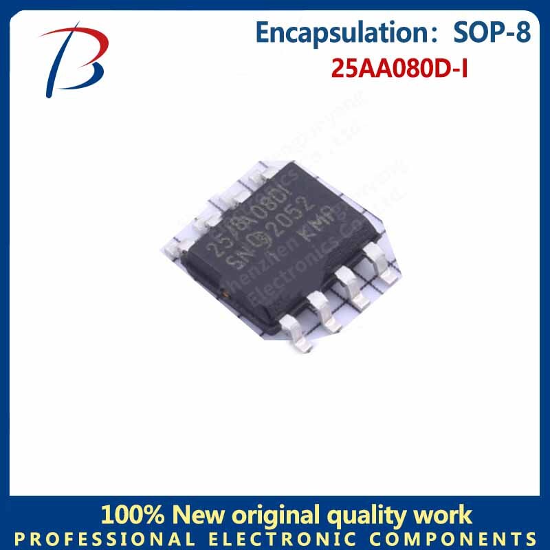 Chip de memória IC, pacote 25AA080D-I SOP-8, 10pcs