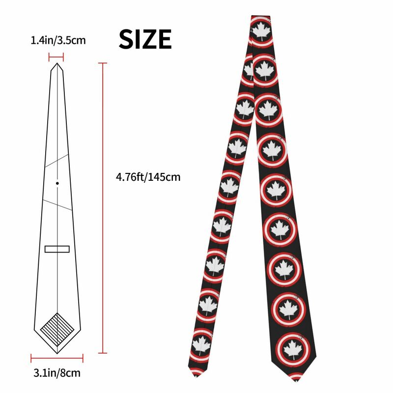 Captain Canada White Leaf Men Women Necktie Fashion Polyester 8 cm Narrow Neck Tie for Men Shirt Accessories Cravat Gift