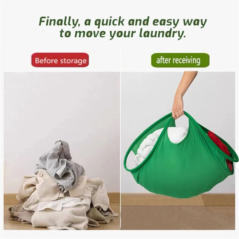 New Foldable Laundry Hamper Basket Portable Laundry Bag Thickening Round Clothes Storage Container Cleaning Tools Home Storage