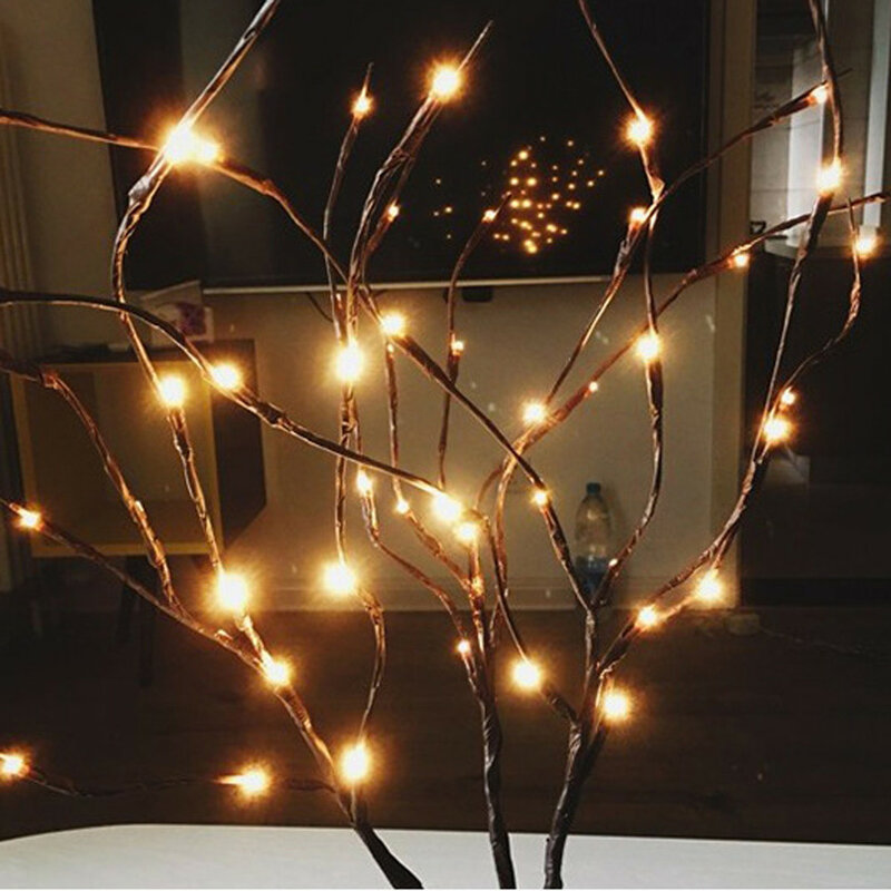 โคมไฟ LED กิ่งก้านโคมไฟดอกไม้หลอดไฟ20หลอดคริสมาสต์ในบ้านสายสำหรับตกแต่งสวนไฟประดับปาร์ตี้2024