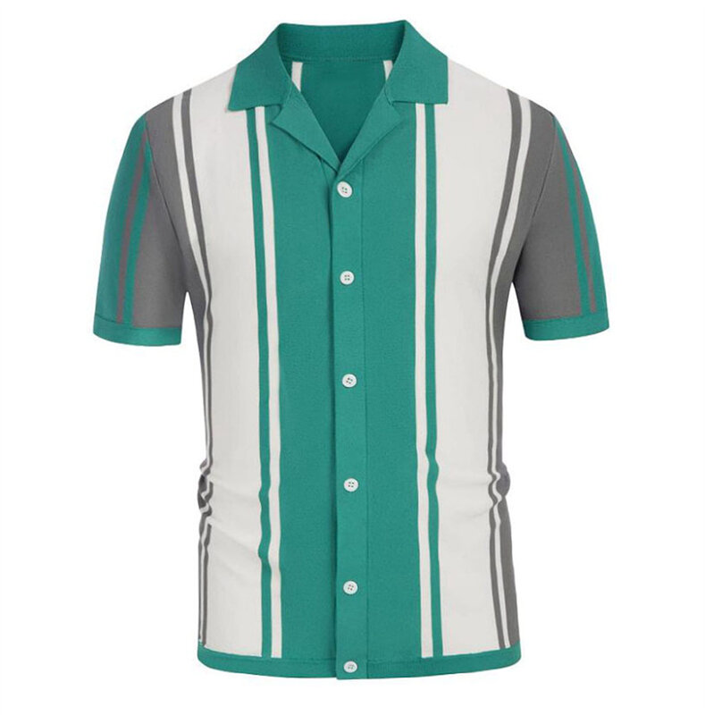 2024 abbigliamento uomo uomo Casual Business lavorato a maglia risvolto Polo moda maschile Patchwork contrasto colore maglieria estate t-shirt