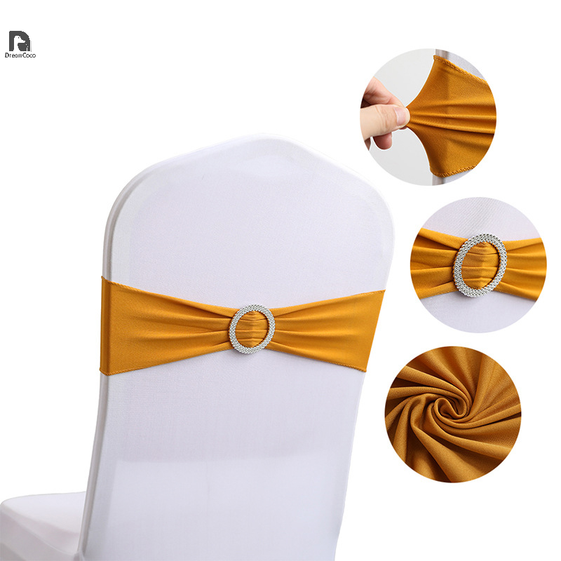 Pita kursi, ikat pinggang spandeks dasi polos, penutup belakang elastis untuk Hotel jamuan makan pesta pernikahan dekorasi acara