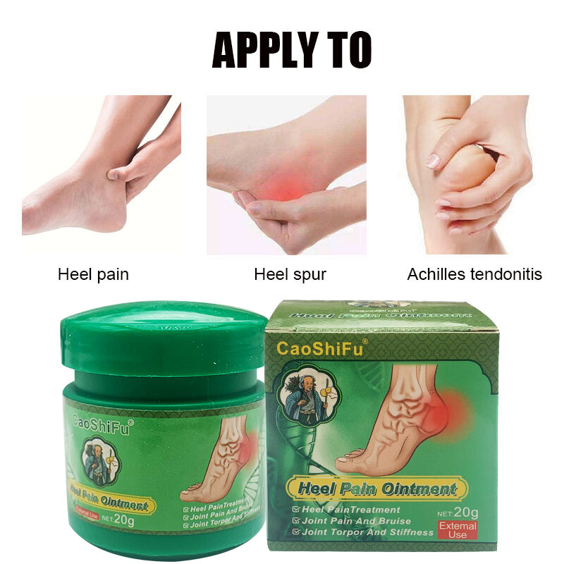 Calcanhar alívio da dor creme pé fasciíte tendonite de aquiles tratamento gesso articulação dor pomada ervas esporas massagem gesso 20g
