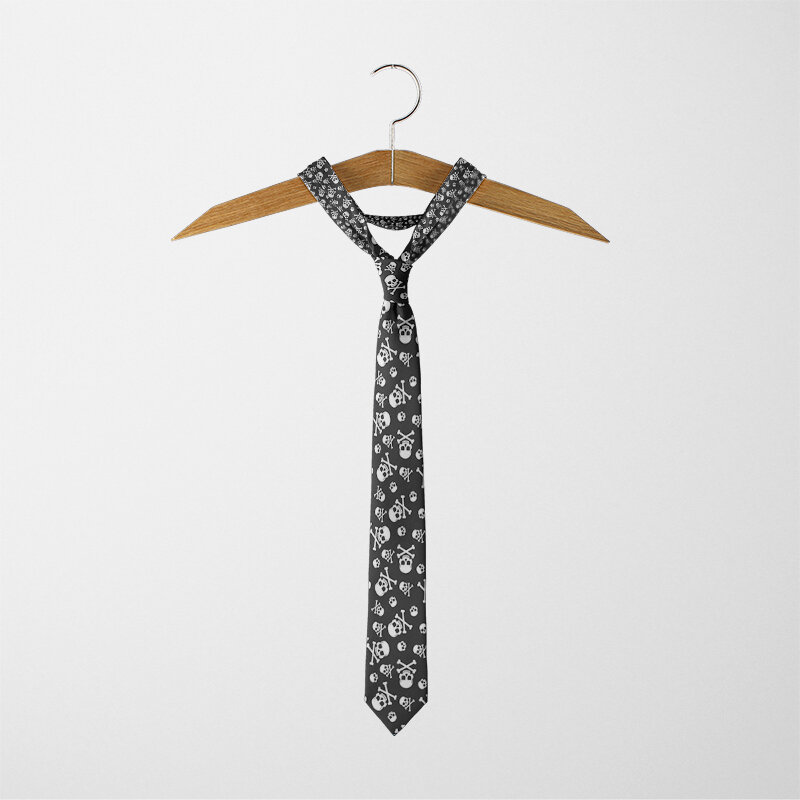 男性用スカルプリントのフラットネックネクタイ,8cm,結婚式やパーティー用の新しいファッションアクセサリー