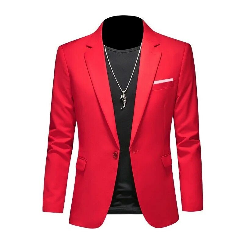 O341Men's casual jacket single suit spring and autumn large size Korean style slim fit street style handsome