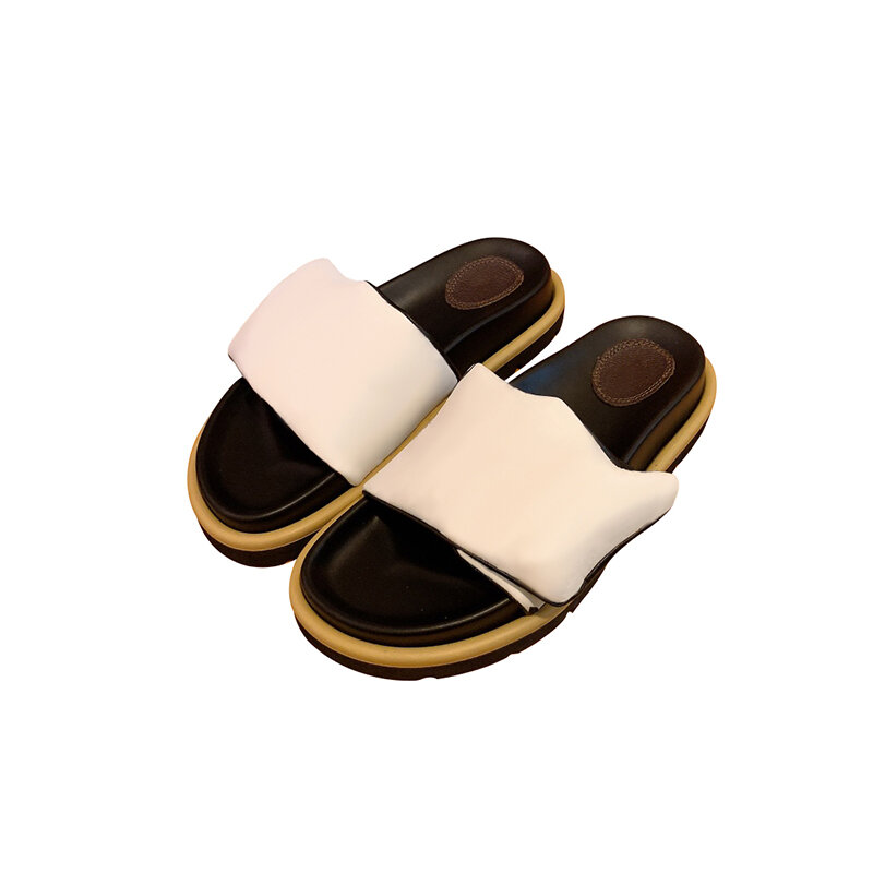 Zapatillas estampadas de diseño de marca clásica para mujer, zapatillas versátiles para interiores y exteriores, zapatillas informales de suela gruesa para pareja, zapatillas de playa para vacaciones