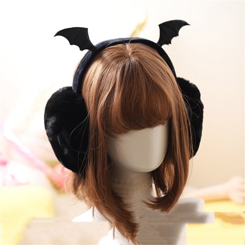 Cute Devil Theme Plush EarMuffs for Women and Kids Ear Warmer Headband for Winter Christmas New Year Gifts