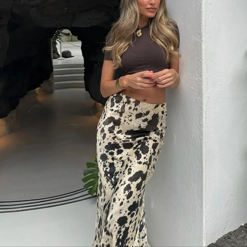 Summer Short Dresses For Women 2024 Sexy Leopard Print Long Skirts Fashion Chic A-Line Ladyies Streetwear