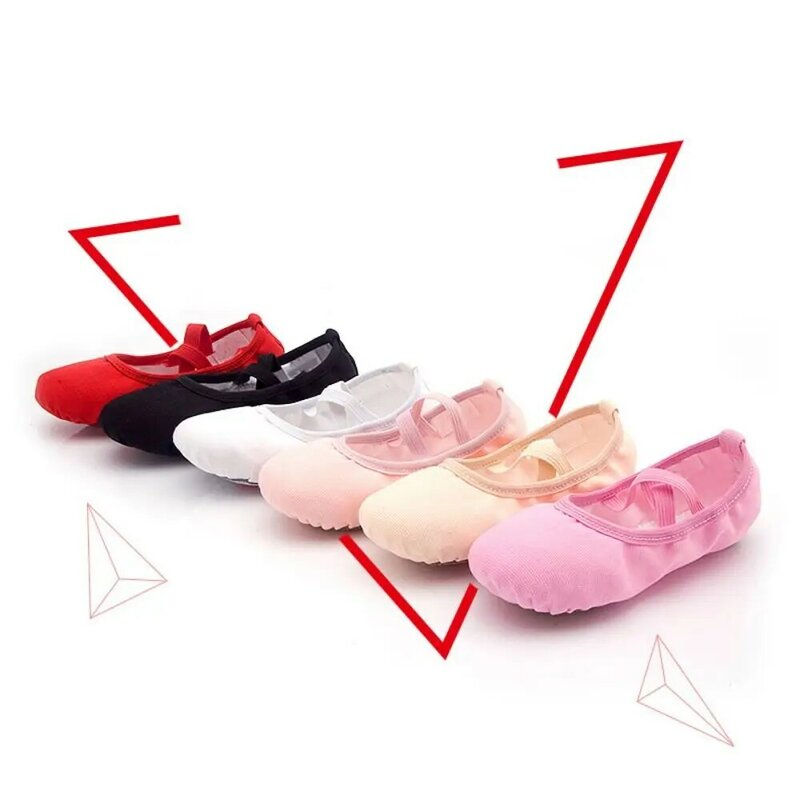 รองเท้าบัลเลต์หนังนิ่มสำหรับเด็กผู้หญิงรองเท้าพื้นเตี้ยคลาสสิก34-40รองเท้าเต้นซาตินยืดหยุ่นสูงรองเท้าบัลเล่ต์สำหรับฝึกโยคะยิม