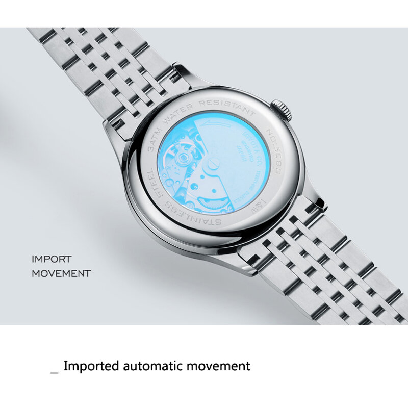 IW MIYOTA-Montre-bracelet en acier inoxydable pour homme, horloge mécanique automatique, calendrier masculin, nouveau