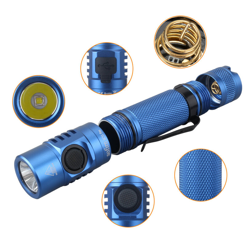 مصباح يدوي Sofirn-USB C قابل لإعادة الشحن ، مصباح أزرق أرجواني أندوريل ، مصباح ، SST40 ، مصباح LED ، 48 ، SC31Pro ، 2000 لومن ، لون أحمر
