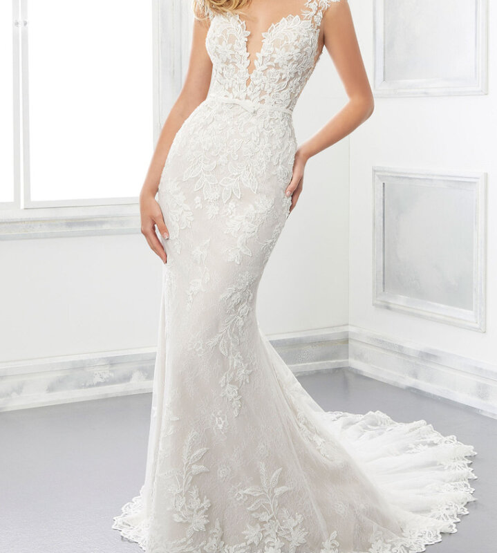 MK1486-New style deep v lace wedding dress