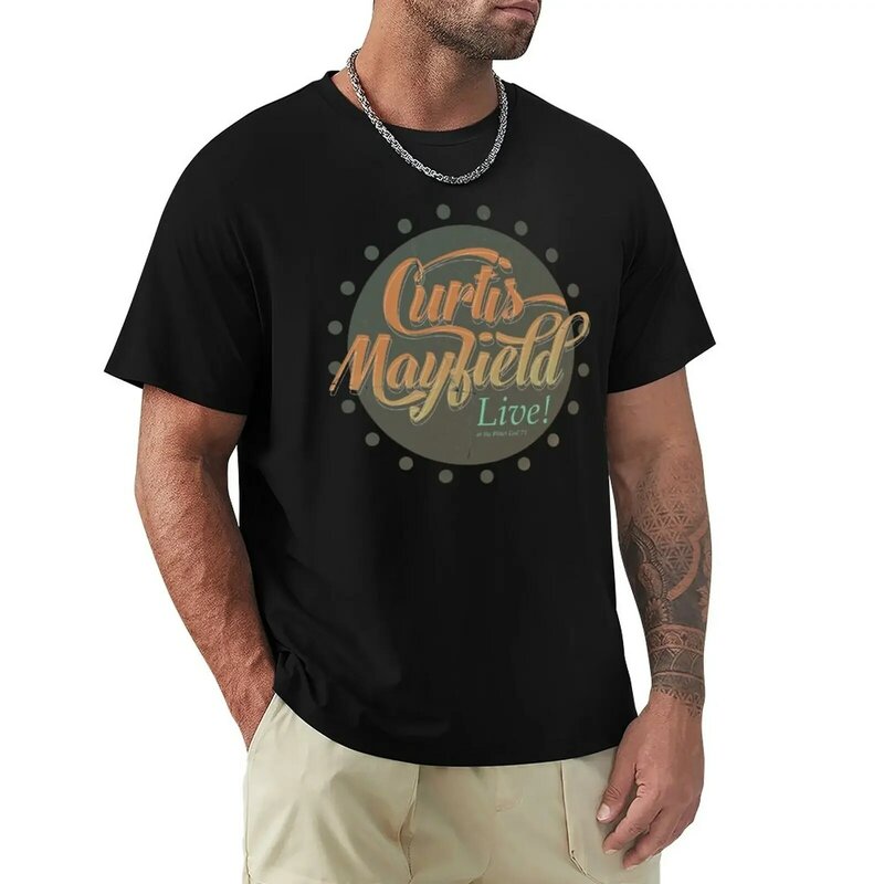 Curtis Mayfield Live at the Bitter End 1971 Logo T-Shirt blanks Aesthetic clothing shirts graphic tees t shirts for men pack