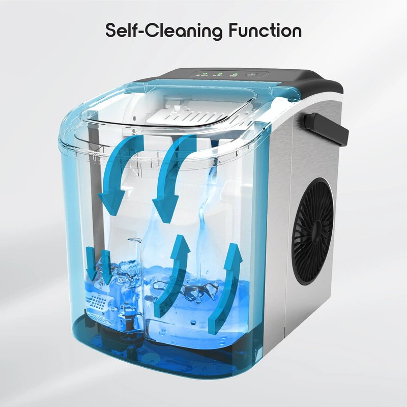 Ionnic Quick Cube Ice Machine, Bala de bancada portátil, Máquina de gelo cubada, 26lbs, 24h