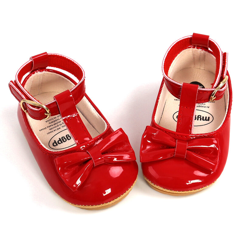 2022 buciki dla dziecka na wiosnę PU skóra nowonarodzone chłopcy dziewczęta buty buciki księżniczka Bowknot Baby Prewalker