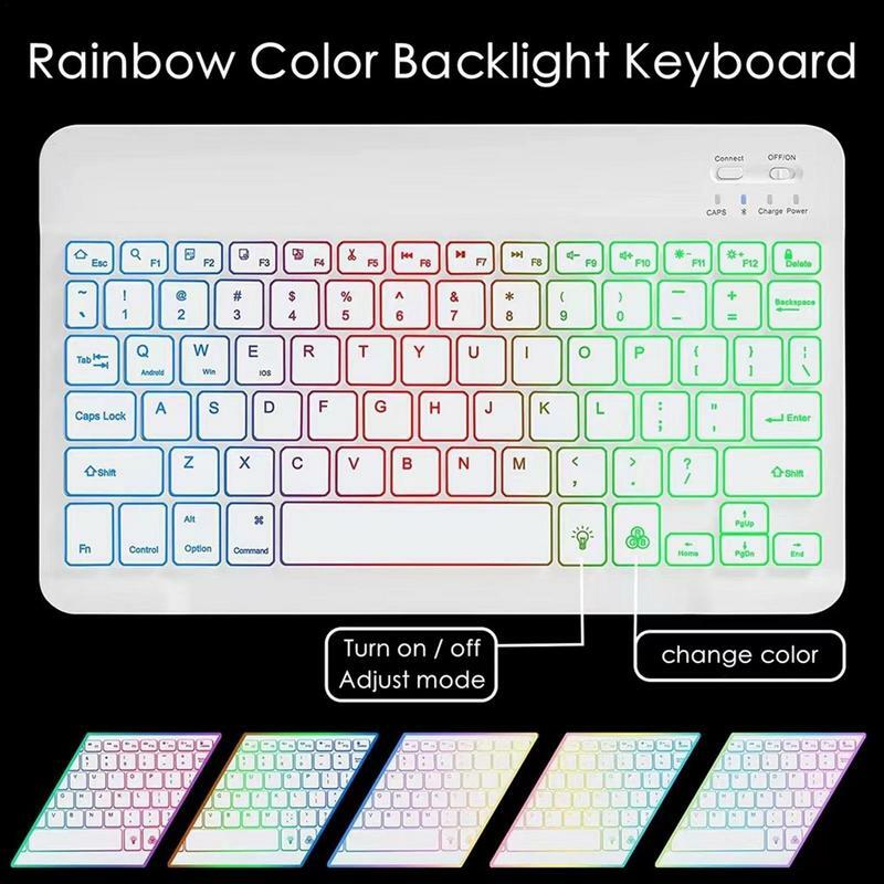 Keyboard Bluetooth kecil, Keyboard BT 10 inci nirkabel, Tablet BT Ultra ramping warna-warni, Keyboard Multi perangkat untuk PC Tablet komputer