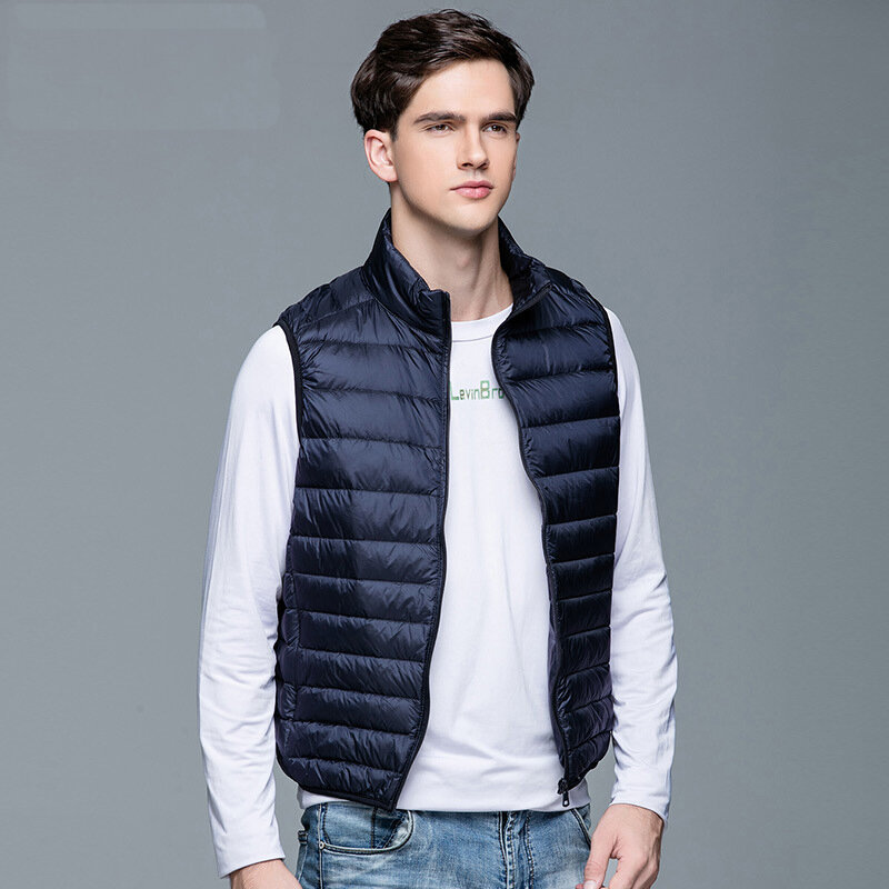 New Men's Winter Coat 90% White Duck Down Vest Portable Ultra Light Sleeveless Jacket Portable Waistcoat for Men Jaqueta