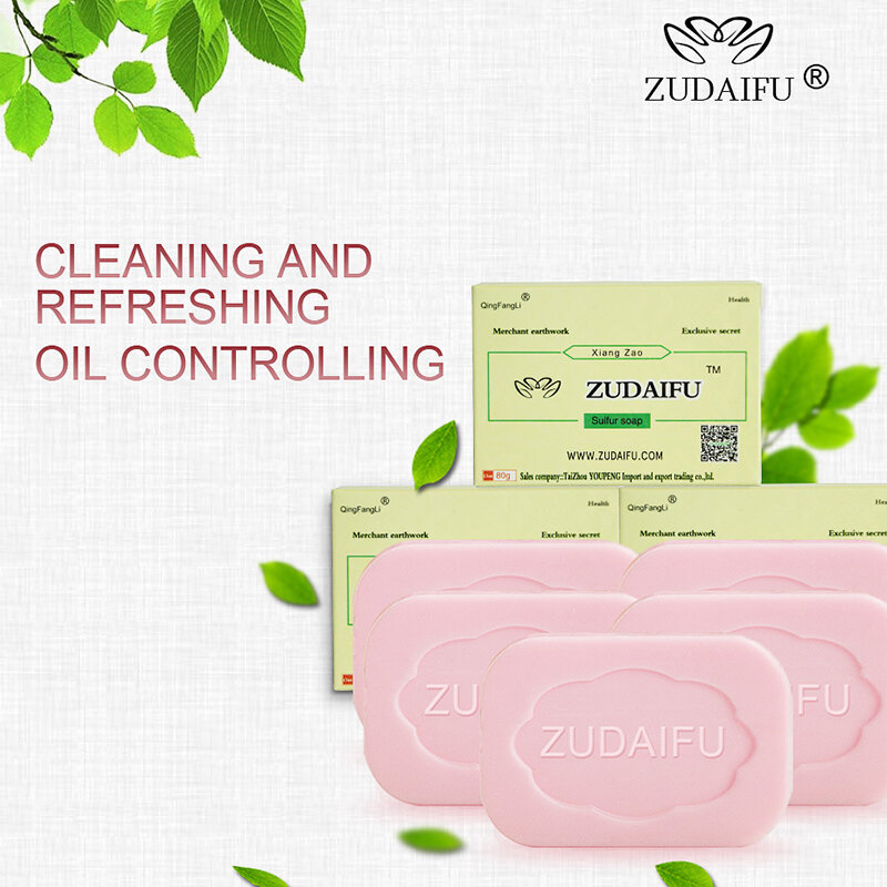 2/5/10 PCs Zudaifu Sulfur Soap Cleanser Oil-Control Cure Psoriasis Face Whitening Sulfur Soap Skin Peel Cleanser Handmade Soap