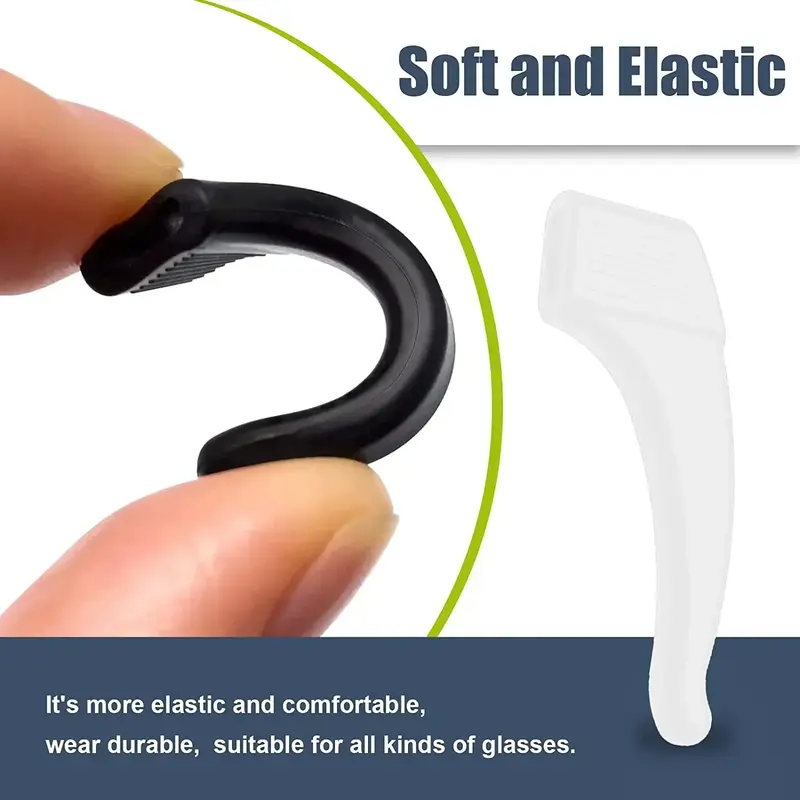 Gancho de ouvido de silicone macio para óculos, Anti-Slip Leg Grip, Anti-Fall Holder, Ear Sleeve, Bracket Fastener, Acessórios transparentes para óculos