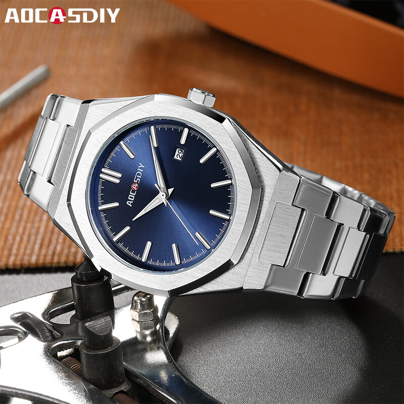 AOCASDIY luksusowy męski zegarek na rękę biznesowy wodoodporny świecący kwadrat zegarek męski zegarek kwarcowy zegarek męski reloj hombre